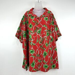 A Personal Touch Top Women's 4X Red Floral AOP NWT VTG Tunic Button Up Loose USA